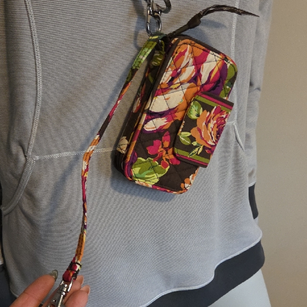 Vera Bradley Multucolor Floral Phone Case Wallet w Breakaway Lanyard & Key Ring - Picture 11 of 11